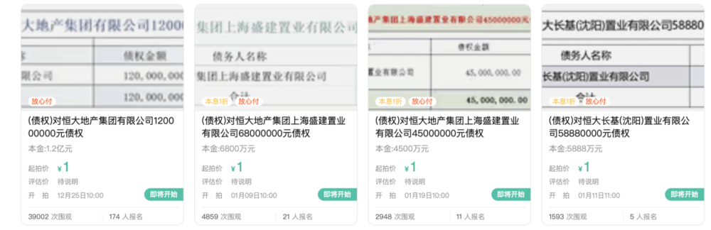 1元起拍<strong></p>
<p>中国央行副行长虚拟币</strong>，恒大地产集团1.2亿元债权拍卖参与者众多