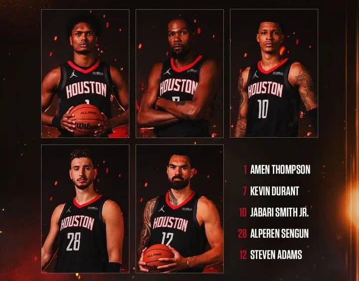 杜兰特领衔死亡五大<strong></p>
<p>虚拟币软搬砖</strong>！火箭揭幕战首发平均身高2米09